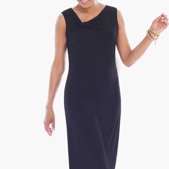 Chicos shift dress NEW black side twist neckline sleeveless stretch classic sz 1 - Picture 4 of 5